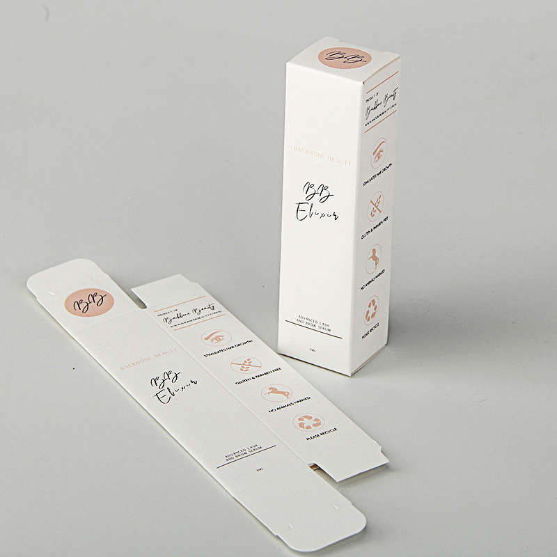 Boîte d'emballage de cosmétiques de base de papier de texture blanche personnalisée qui respecte l'environnement