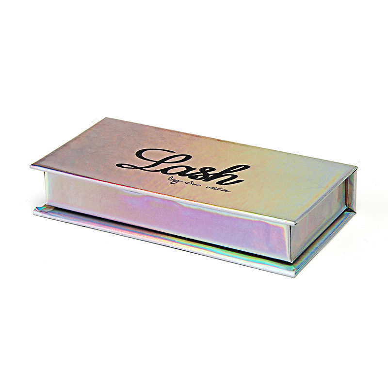 Boîtes d'emballage de cils de carton de papier argenté holographique de marque de distributeur