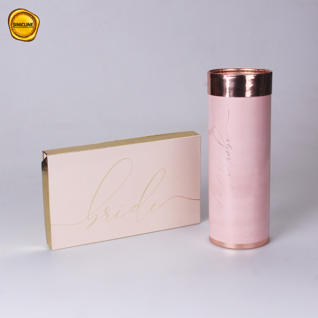 Boîte d'emballage de cosmétiques de cylindre de tube de papier rose brillant personnalisé 