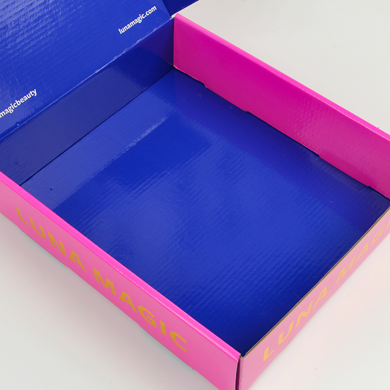 Boîte d'expédition de marque de beauté rose vif brillante de conception personnalisée recyclable
