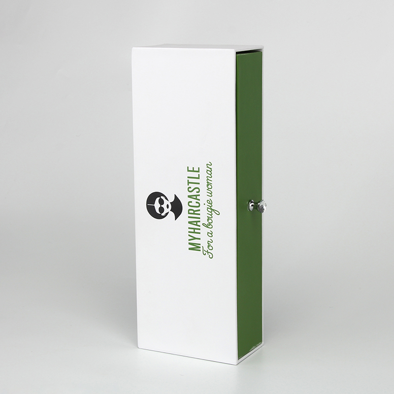 L'emballage de cheveux de logo vert de boîte blanche enferme dans une boîte des boîtes de cheveux faites sur commande de paquet de logo fait sur commande