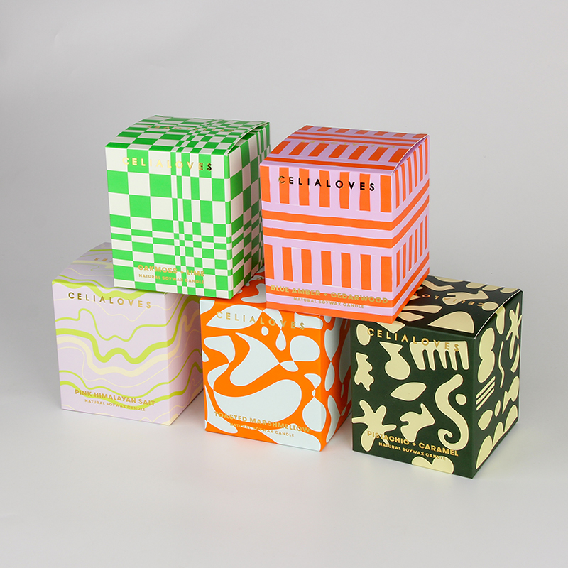 Petites boîtes d'emballage de boîte de bougie parfumée carrée de papier écologique imprimées par coutume 
